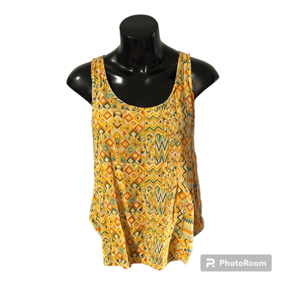 Muscle Tank | Xhileration | XL | Yellow with Oranges & Blues